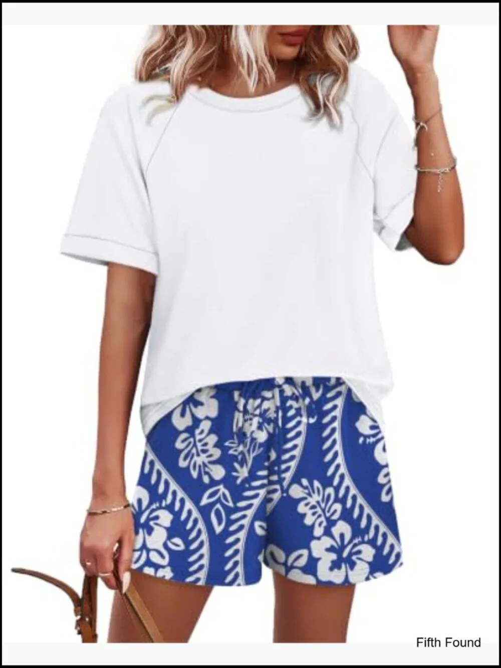 Two Piece Short Set for Women Crew Neck Lounge Matching Outfit